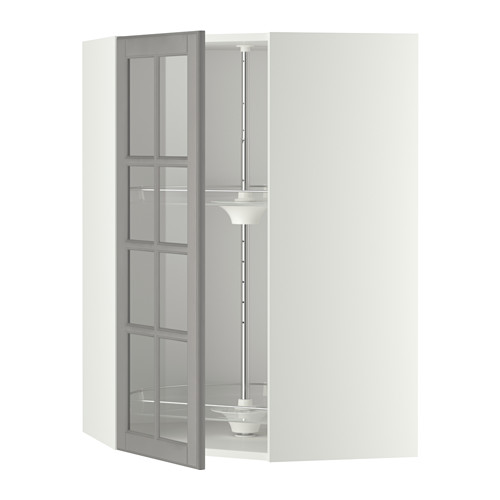 METOD, corner wall cab w carousel/glass dr