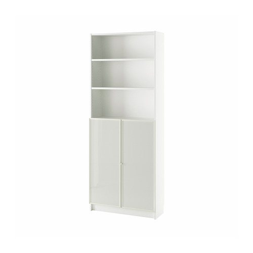BILLY/HÖGBO, bookcase with glass doors