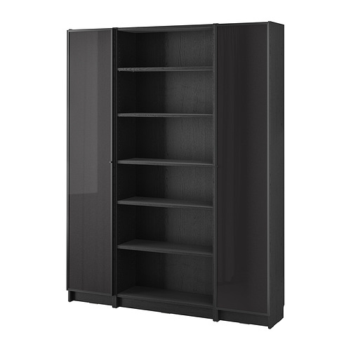 BILLY/HÖGBO, bookcase combination w glass doors