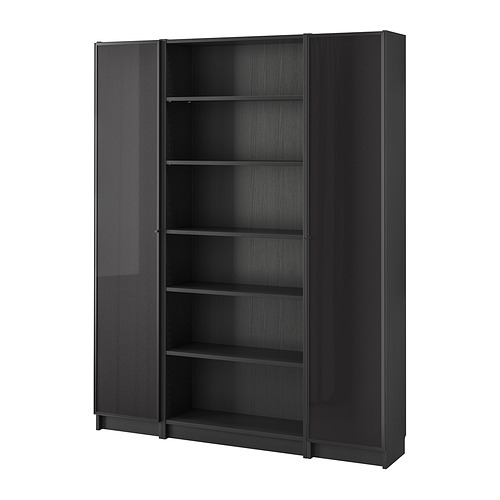 BILLY/HÖGBO, bookcase combination w glass doors