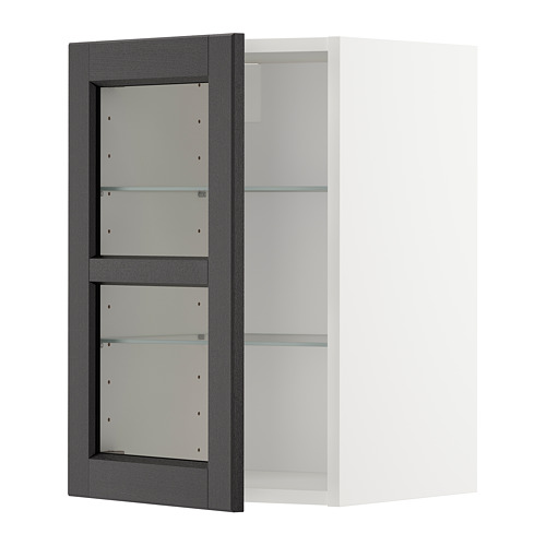 METOD wall cabinet w shelves/glass door