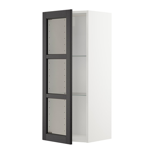 METOD wall cabinet w shelves/glass door