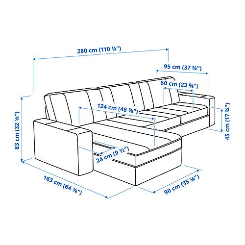 KIVIK 3-seat sofa with chaise longue