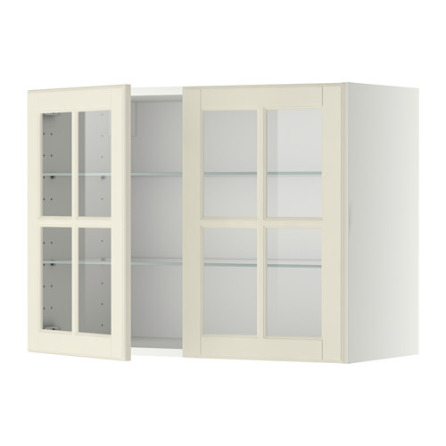METOD wall cabinet w shelves/2 glass drs