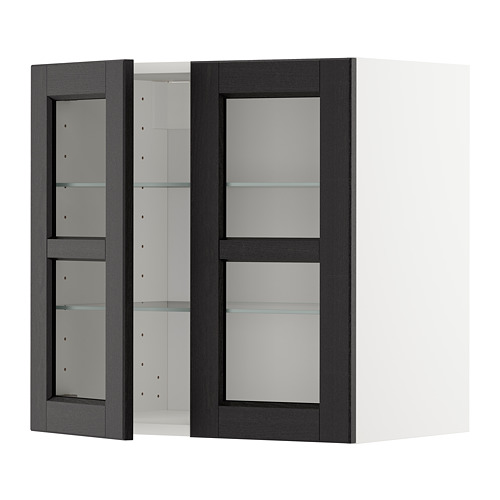 METOD wall cabinet w shelves/2 glass drs