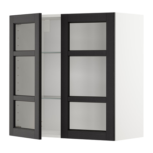 METOD wall cabinet w shelves/2 glass drs