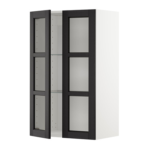 METOD wall cabinet w shelves/2 glass drs