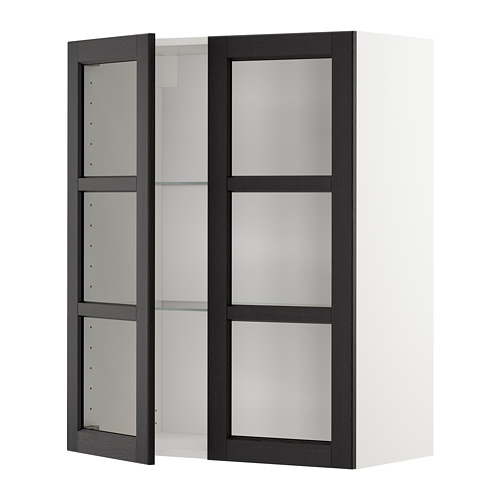 METOD wall cabinet w shelves/2 glass drs