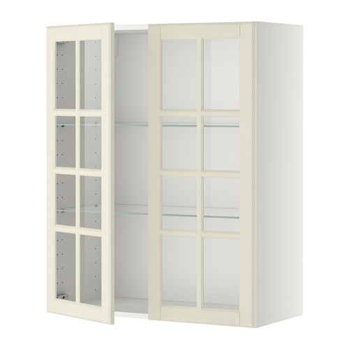 METOD wall cabinet w shelves/2 glass drs