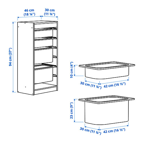 TROFAST hirsla með kössum