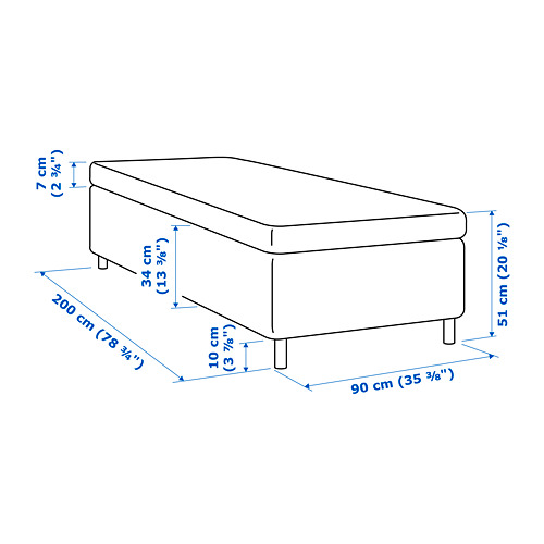 SKOTTERUD, sprung base incl. mattress pad