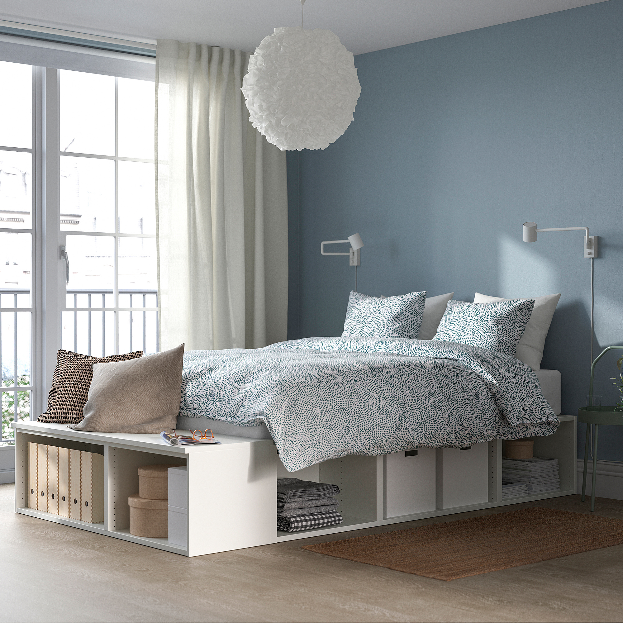 PLATSA bed frame with storage