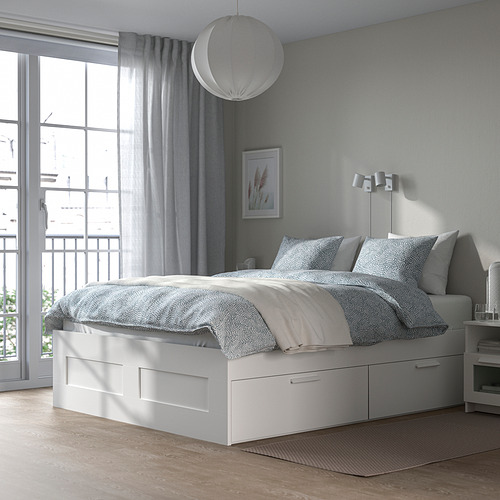 BRIMNES, bed frame with storage