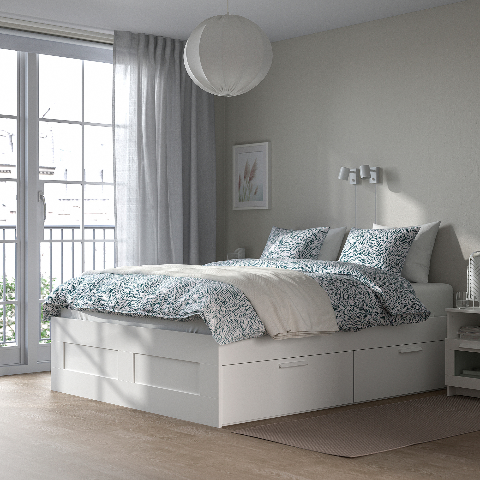 BRIMNES bed frame with storage