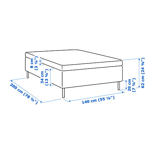 SKOTTERUD sprung base incl. mattress pad