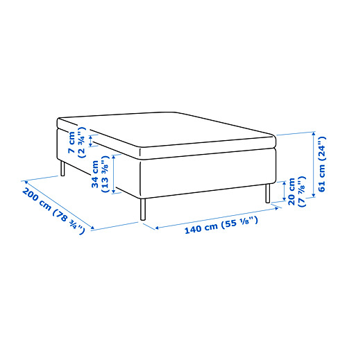 SKOTTERUD sprung base incl. mattress pad