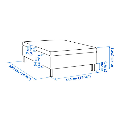 SKOTTERUD sprung base incl. mattress pad