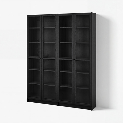 BILLY/OXBERG, bookcase combination w glass doors