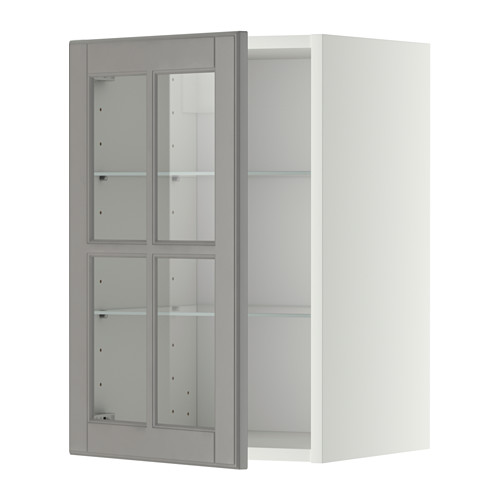 METOD wall cabinet w shelves/glass door