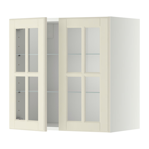METOD wall cabinet w shelves/2 glass drs
