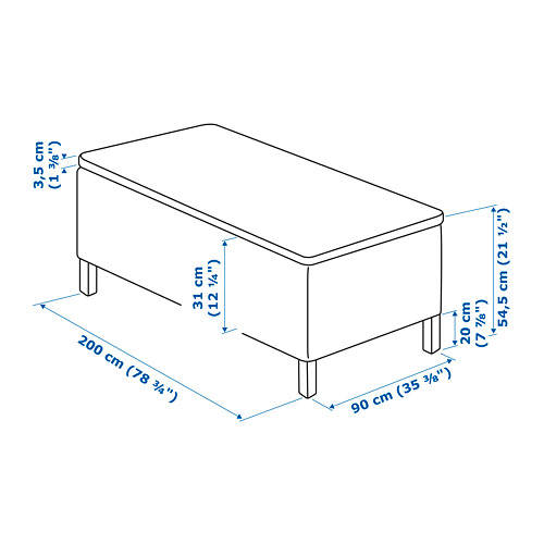 SKÅRER sprung base incl. mattress pad