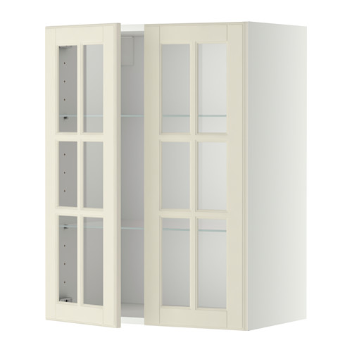 METOD wall cabinet w shelves/2 glass drs