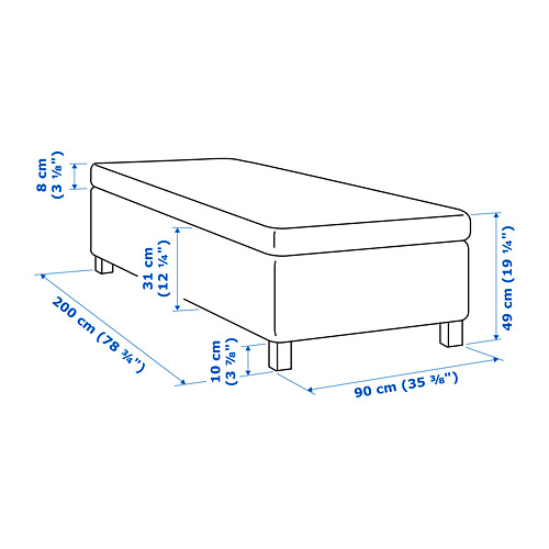 SKÅRER sprung base incl. mattress pad