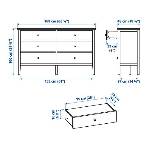 GULLABERG kommóða, átta skúffur