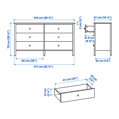 KILBERGET chest of 6 drawers
