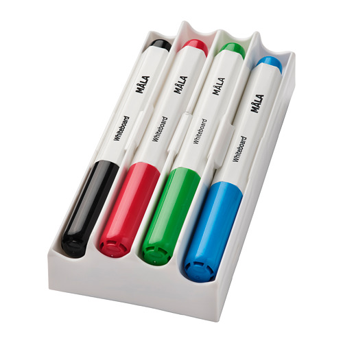 MÅLA whiteboard pen with holder/eraser