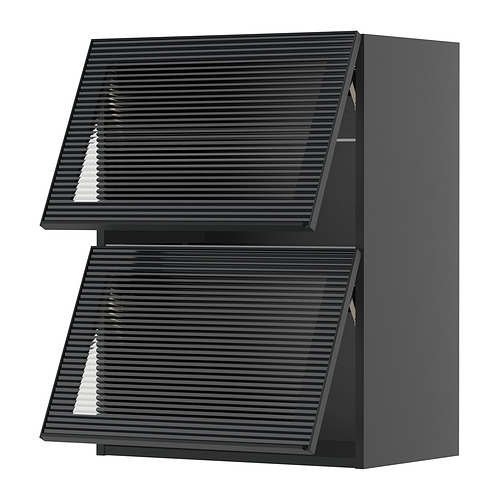 METOD, wall cab horizontal w 2 glass doors