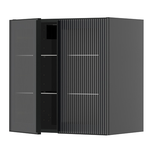METOD wall cabinet w shelves/2 glass drs