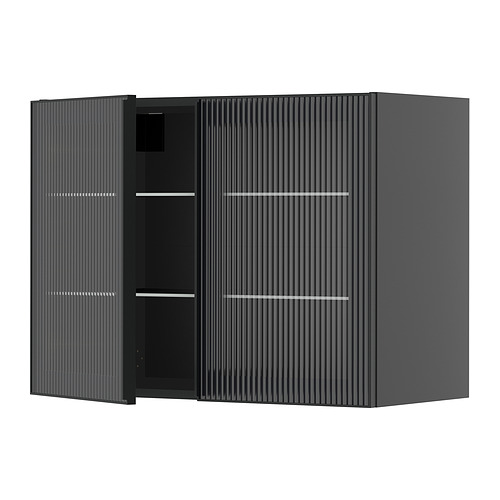 METOD wall cabinet w shelves/2 glass drs