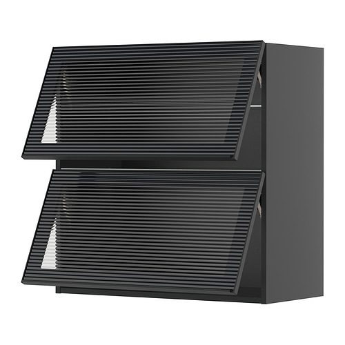 METOD, wall cab horizontal w 2 glass doors