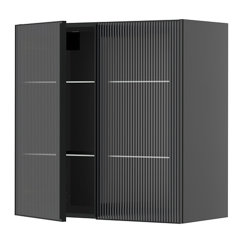 METOD wall cabinet w shelves/2 glass drs