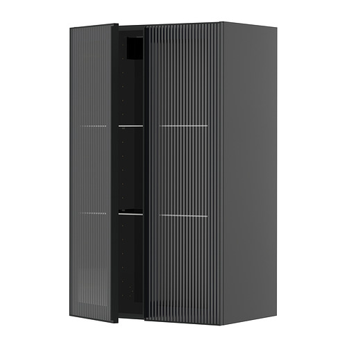 METOD wall cabinet w shelves/2 glass drs