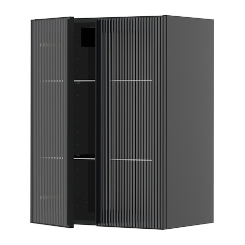 METOD wall cabinet w shelves/2 glass drs