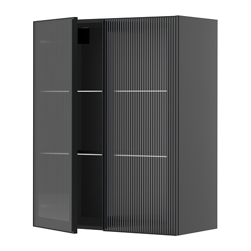 METOD wall cabinet w shelves/2 glass drs