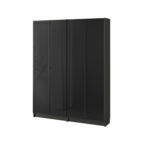 BILLY/HÖGBO, bookcase combination w glass doors