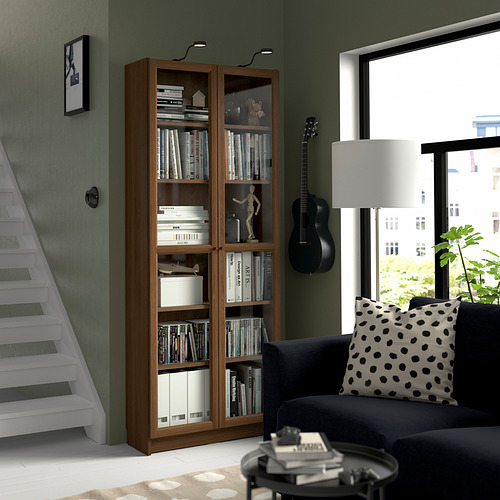 BILLY/OXBERG, bookcase with glass doors