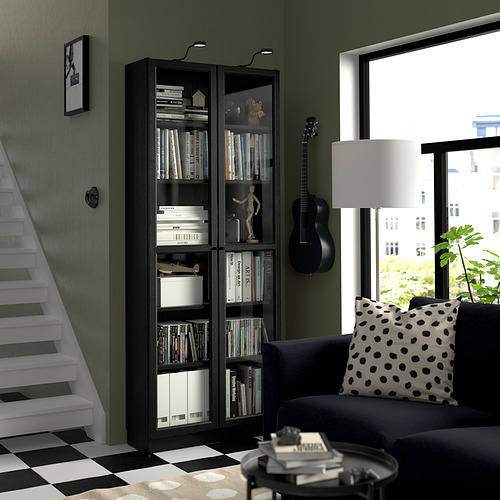 BILLY/OXBERG, bookcase with glass doors