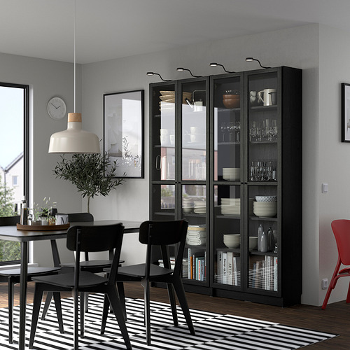 BILLY/OXBERG, bookcase combination w glass doors