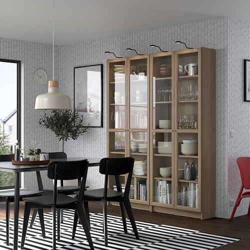 BILLY/OXBERG, bookcase combination w glass doors