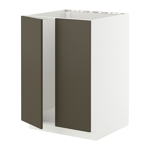 METOD base cabinet for sink + 2 doors