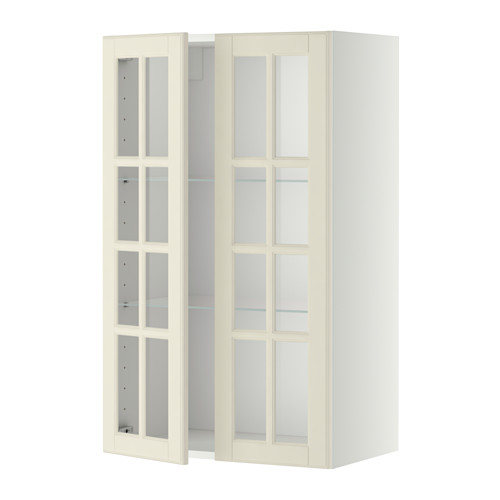 METOD wall cabinet w shelves/2 glass drs