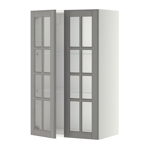 METOD wall cabinet w shelves/2 glass drs