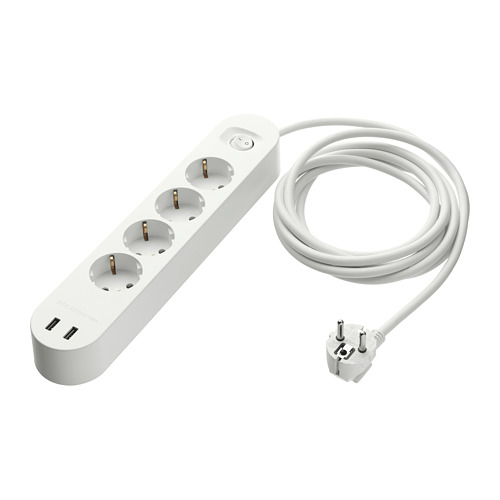 KOPPLA 4-way socket with 2 USB ports