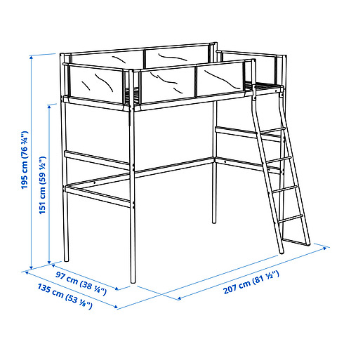 VITVAL loft bed frame