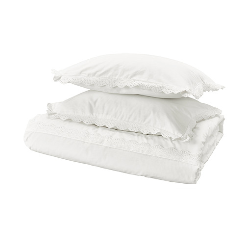 BIRGITTARÖNN, duvet cover and 2 pillowcases