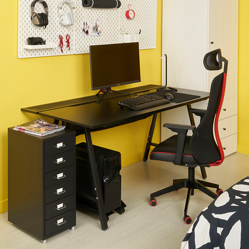 UTESPELARE/MATCHSPEL, gaming desk, chair and drawer unit